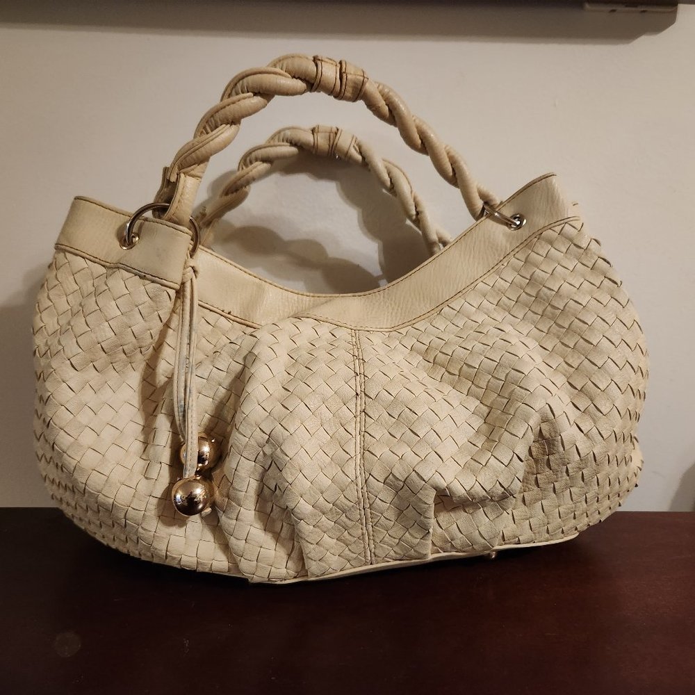 LOEFFLER RANDALL women's Satchel/Handbag Ivory woven faux leather large.